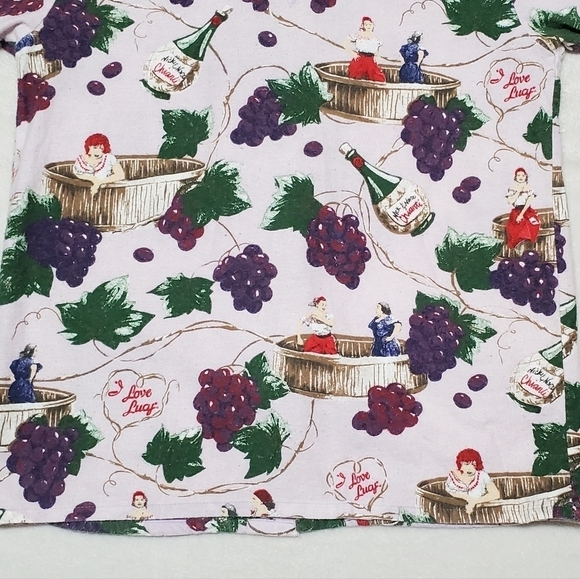 RARE Vintage Nick & Nora I Love Lucy Italian Movie Cotton Flannel Pajama Set Sm - Picture 10 of 16